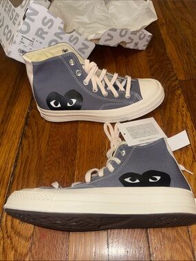 Comme des Garçons PLAY x Converse Gray High-Top Sneakers with Black Heart Logo